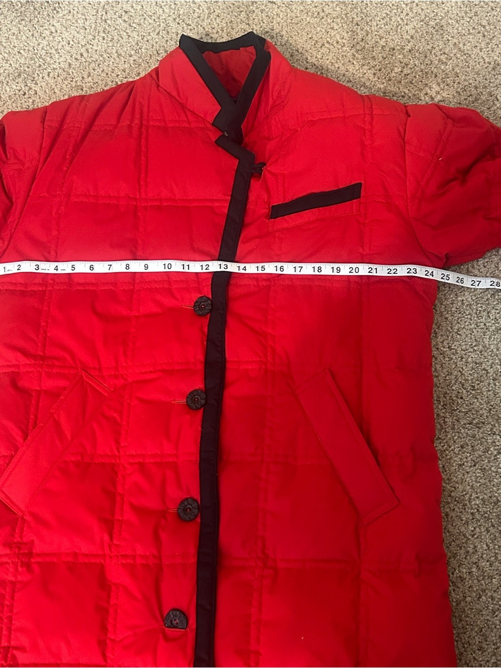 Vintage bill blass Red Puffer Coat with Black Trim